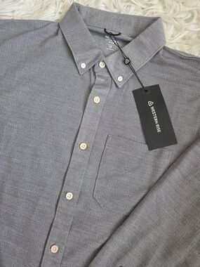 Western Rise Limitless Merino Button Down Shirt In Concrete Grey Size M